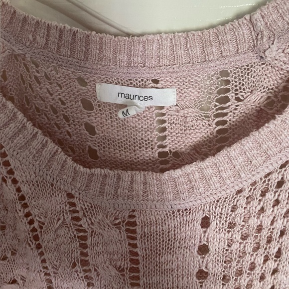 Maurices Women’s Open Stitch Sweater Tunic Top Shirt Light Pink Medium M - Picture 2 of 6